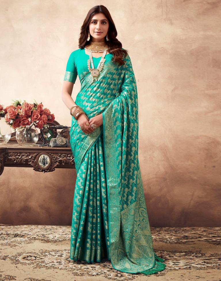 Rama Green Georgette Plain Saree