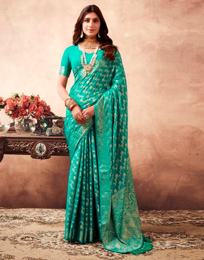 Rama Green Georgette Plain Saree