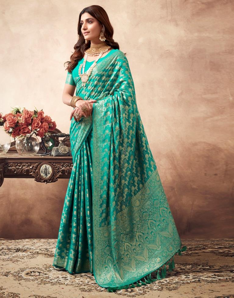 Rama Green Georgette Plain Saree