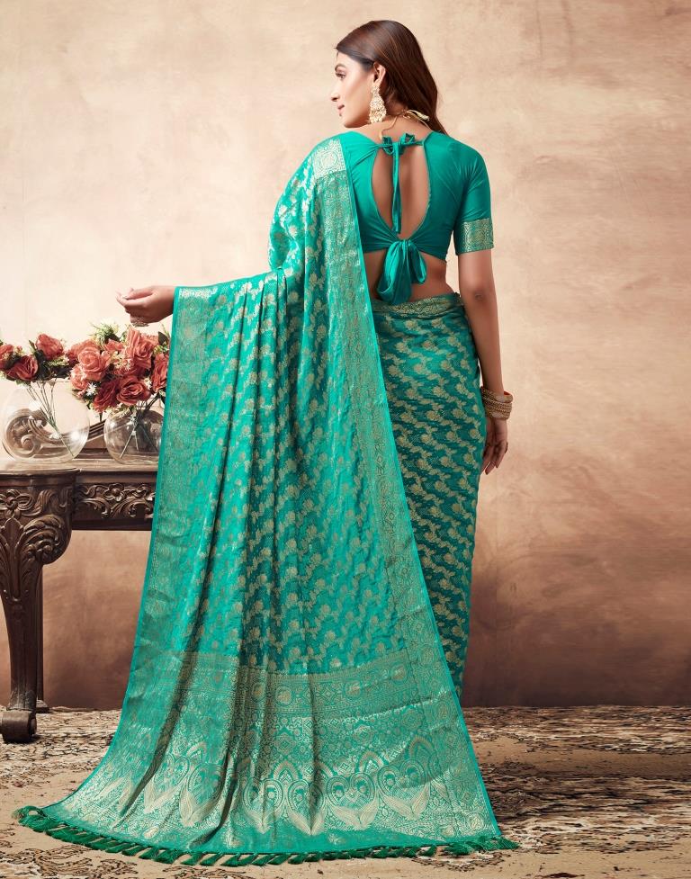 Rama Green Georgette Plain Saree