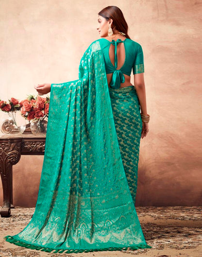 Rama Green Georgette Plain Saree