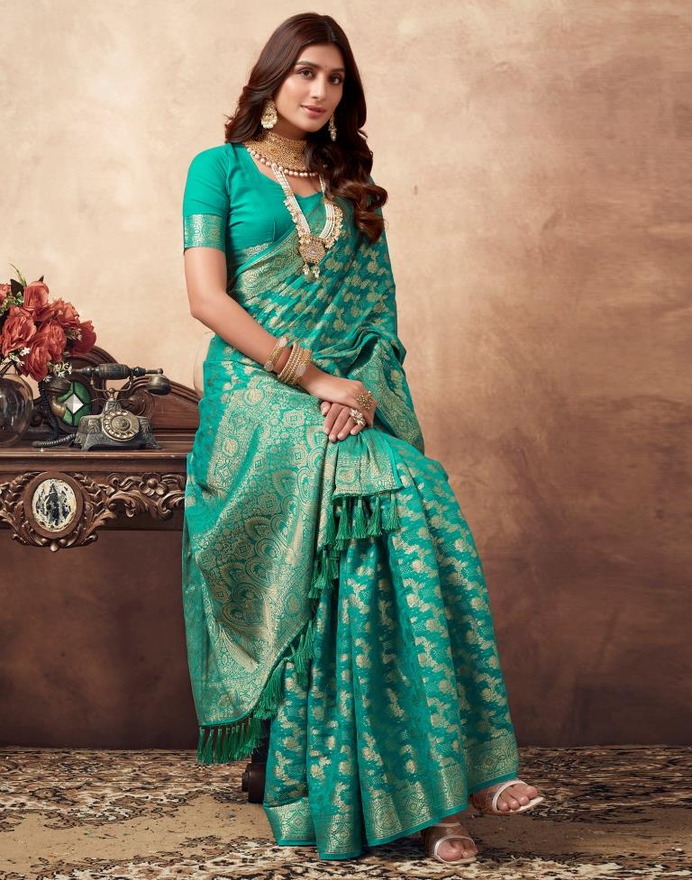 Rama Green Georgette Plain Saree