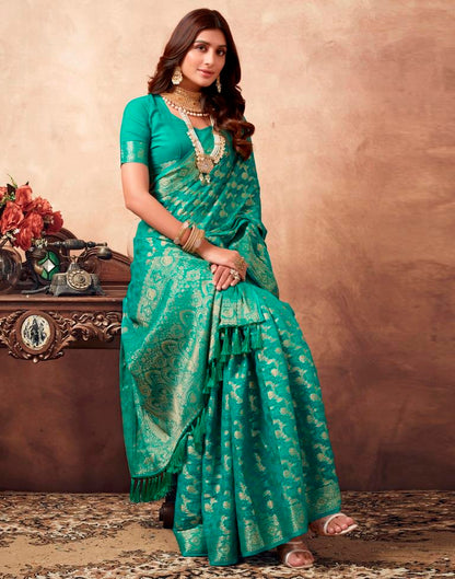 Rama Green Georgette Plain Saree