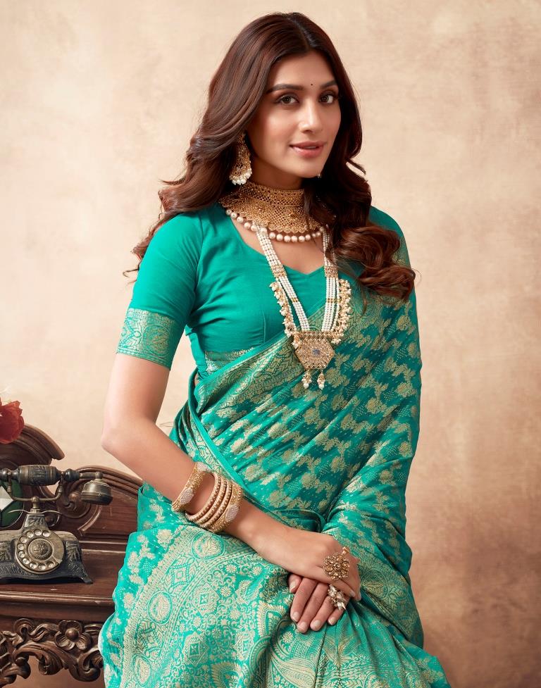 Rama Green Georgette Plain Saree