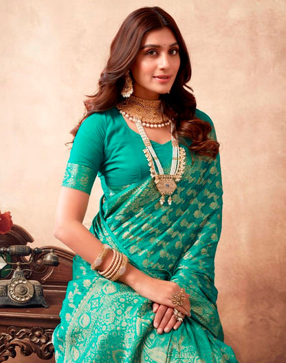 Rama Green Georgette Plain Saree