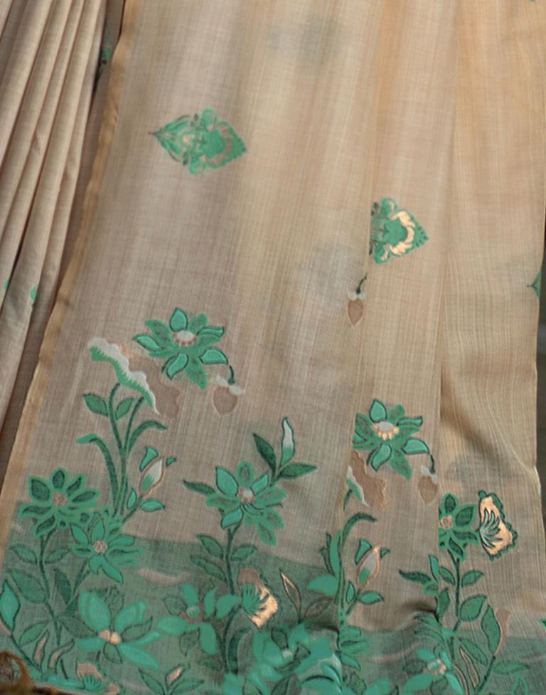 Beige Cotton Woven Saree