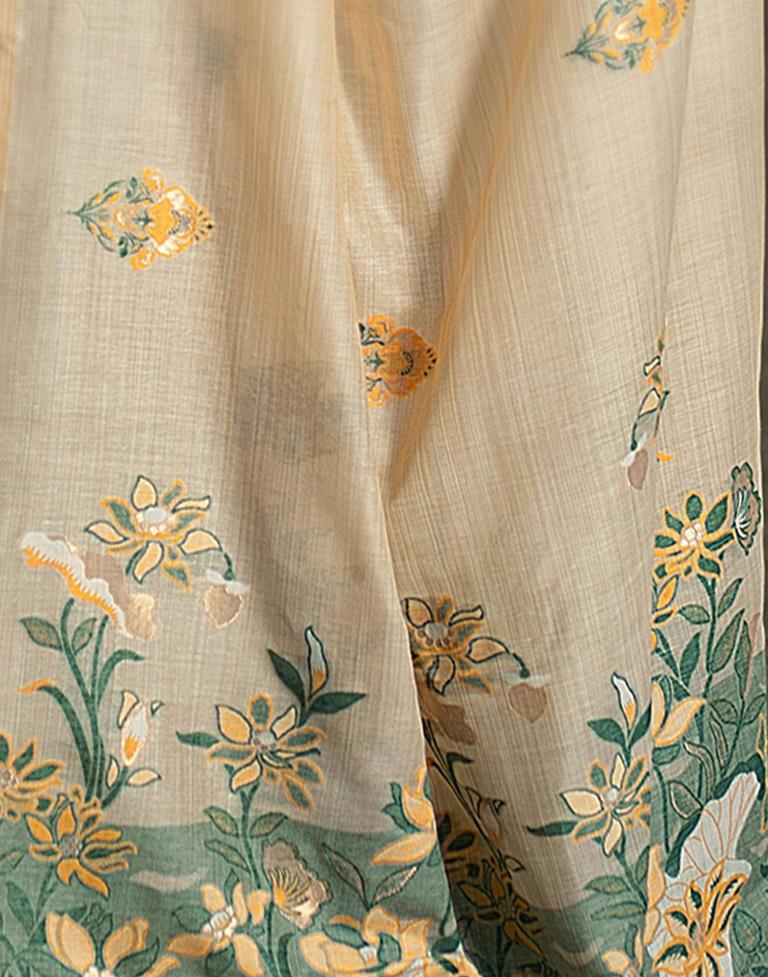 Beige Cotton Woven Saree