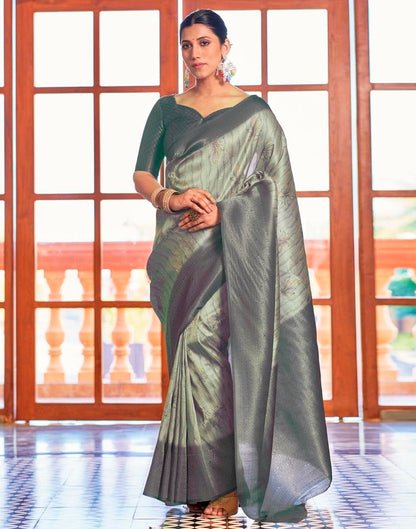 Light Grey Silk Printed Saree