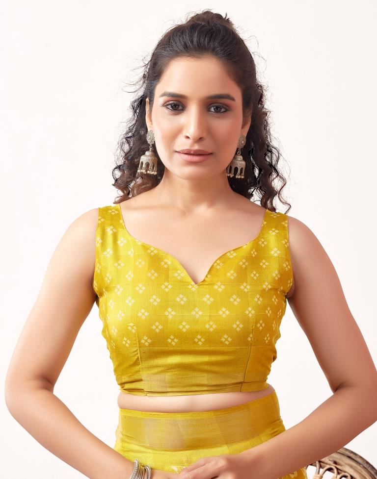 Yellow Cotton Printed Saree