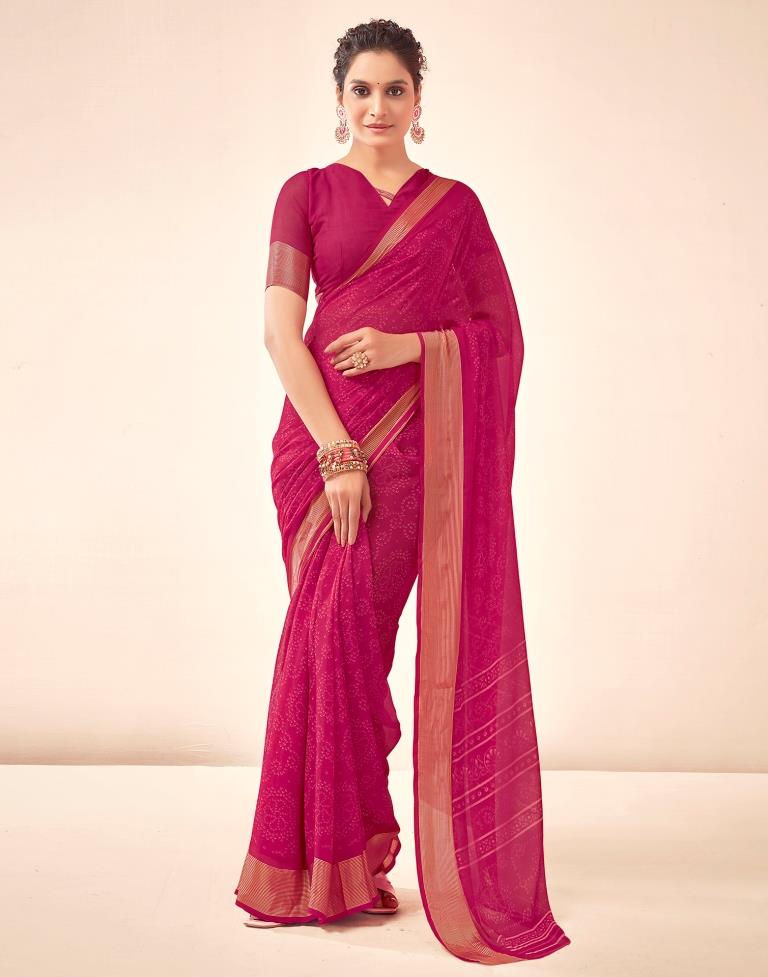 Rani Pink Georgette Bandhani Saree