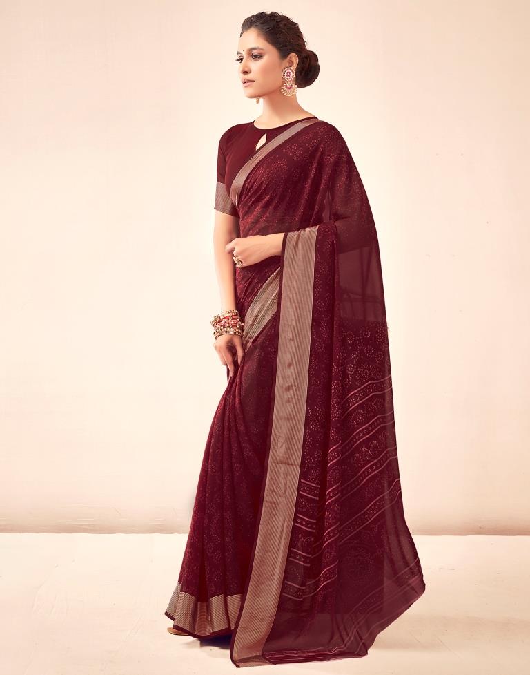 Maroon Georgette Bandhani Saree