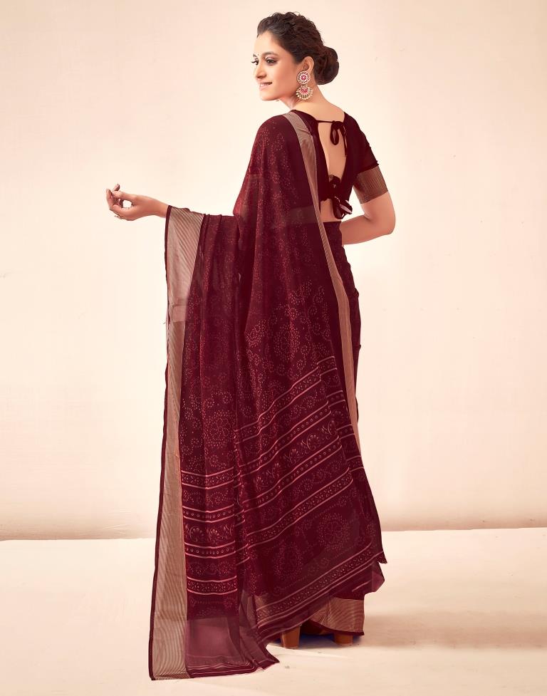 Maroon Georgette Bandhani Saree