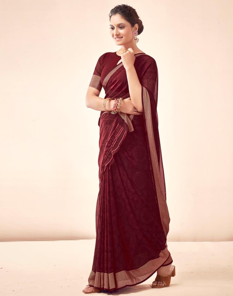 Maroon Georgette Bandhani Saree