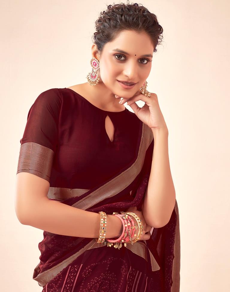 Maroon Georgette Bandhani Saree