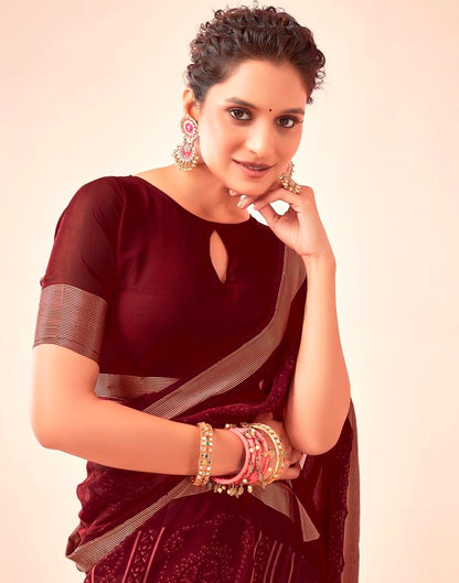 Maroon Georgette Bandhani Saree