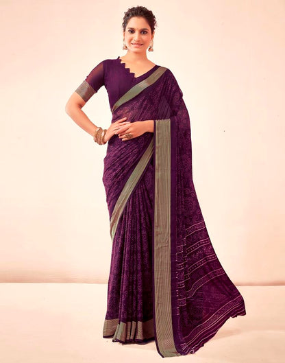 Deep Purple Georgette Bandhani Saree