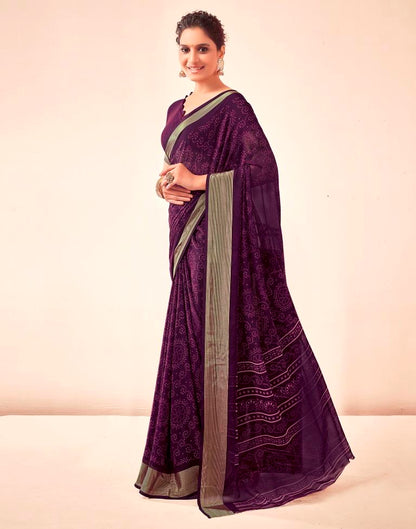 Deep Purple Georgette Bandhani Saree