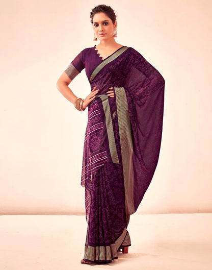 Deep Purple Georgette Bandhani Saree