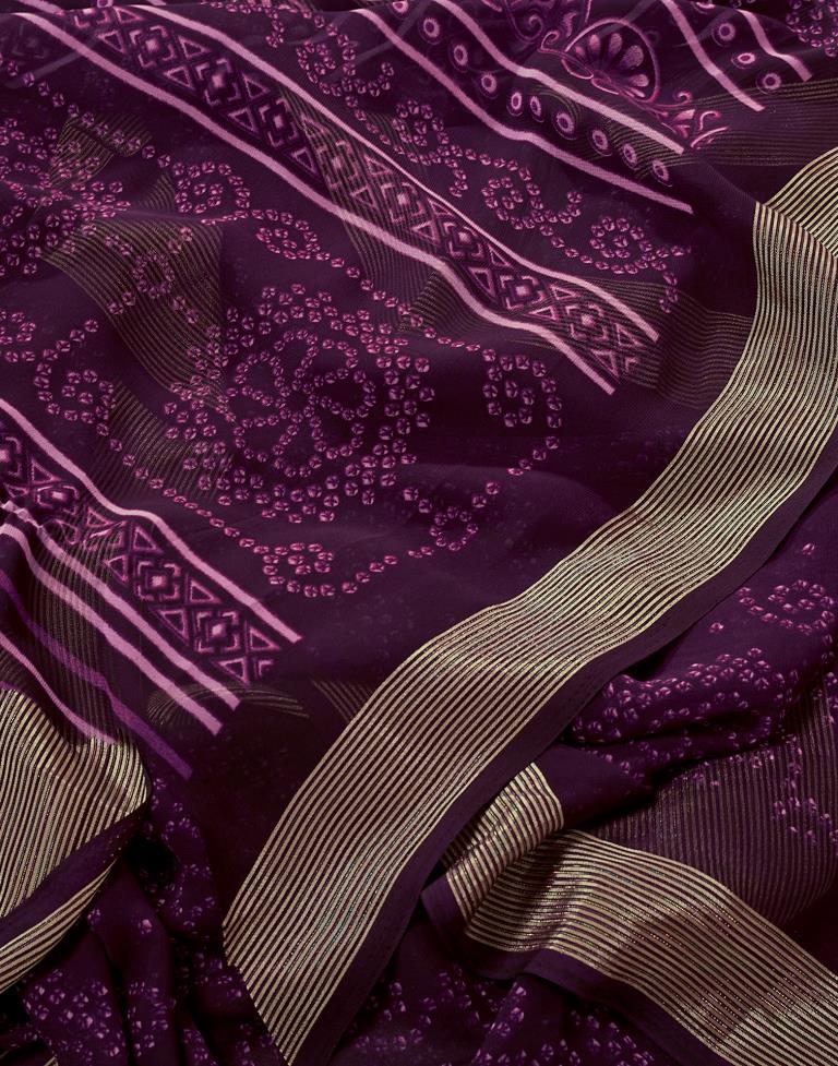 Deep Purple Georgette Bandhani Saree