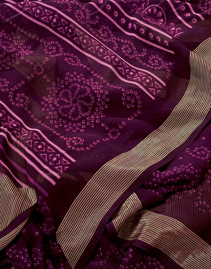 Deep Purple Georgette Bandhani Saree