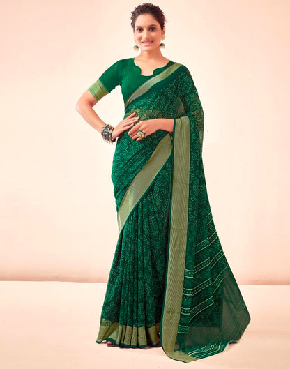 Bottle Green Georgette Bandhani Saree