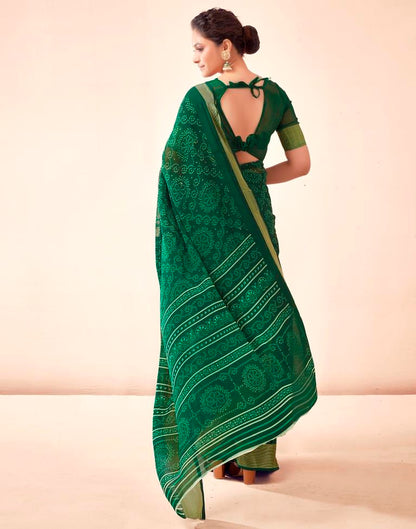 Bottle Green Georgette Bandhani Saree