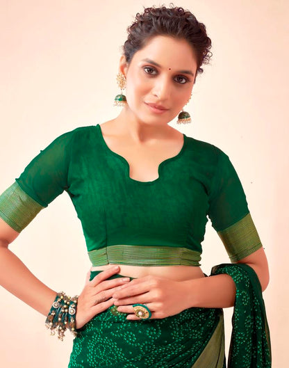 Bottle Green Georgette Bandhani Saree