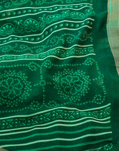 Bottle Green Georgette Bandhani Saree