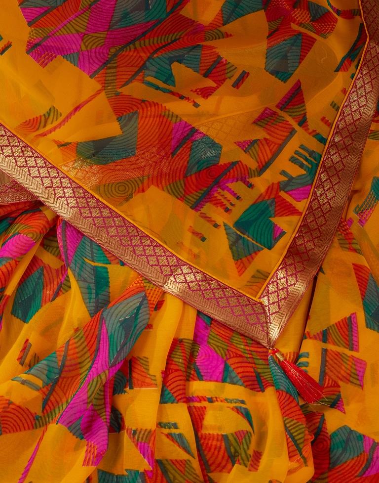 Turmeric Georgette Printed Saree