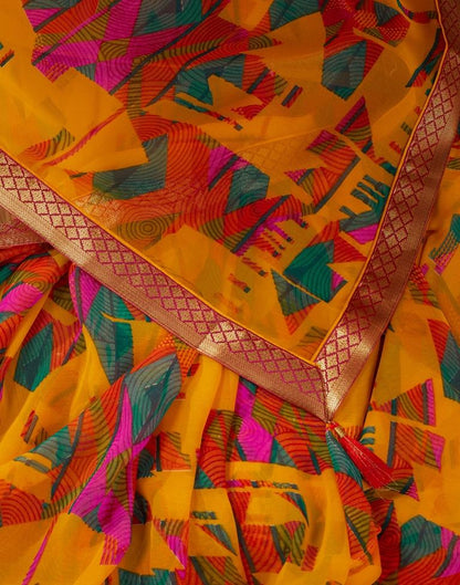 Turmeric Georgette Printed Saree