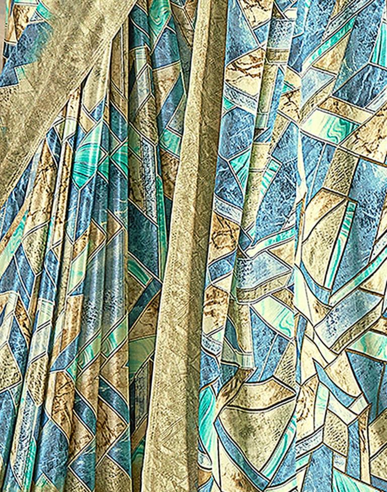 Moss Green Silk Printed Saree