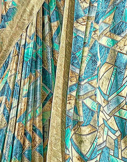 Moss Green Silk Printed Saree