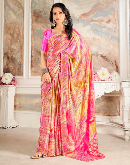 Pink Silk Printed Saree