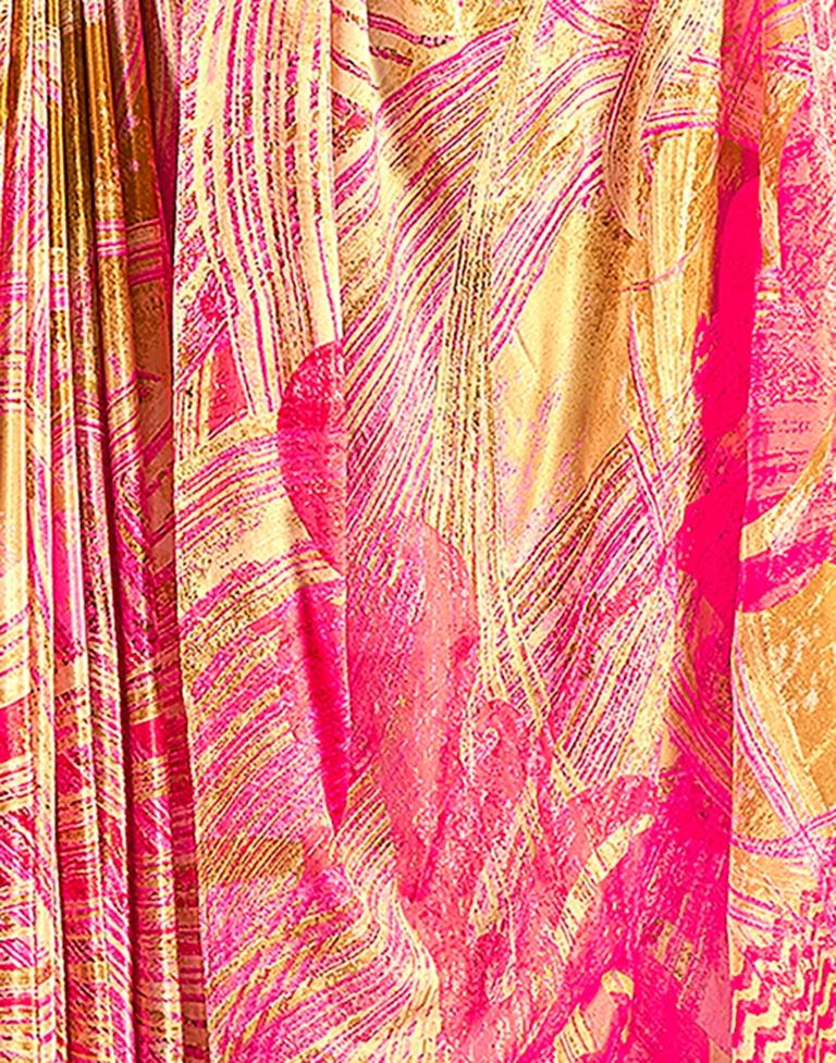 Pink Silk Printed Saree