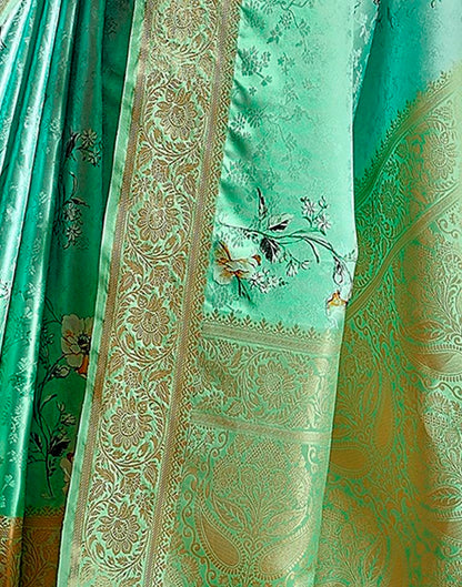 Turquoise Silk Woven Saree