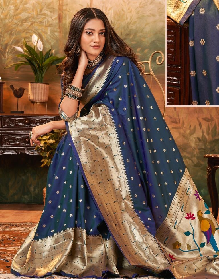 Dark Blue Paithani Silk Woven Saree