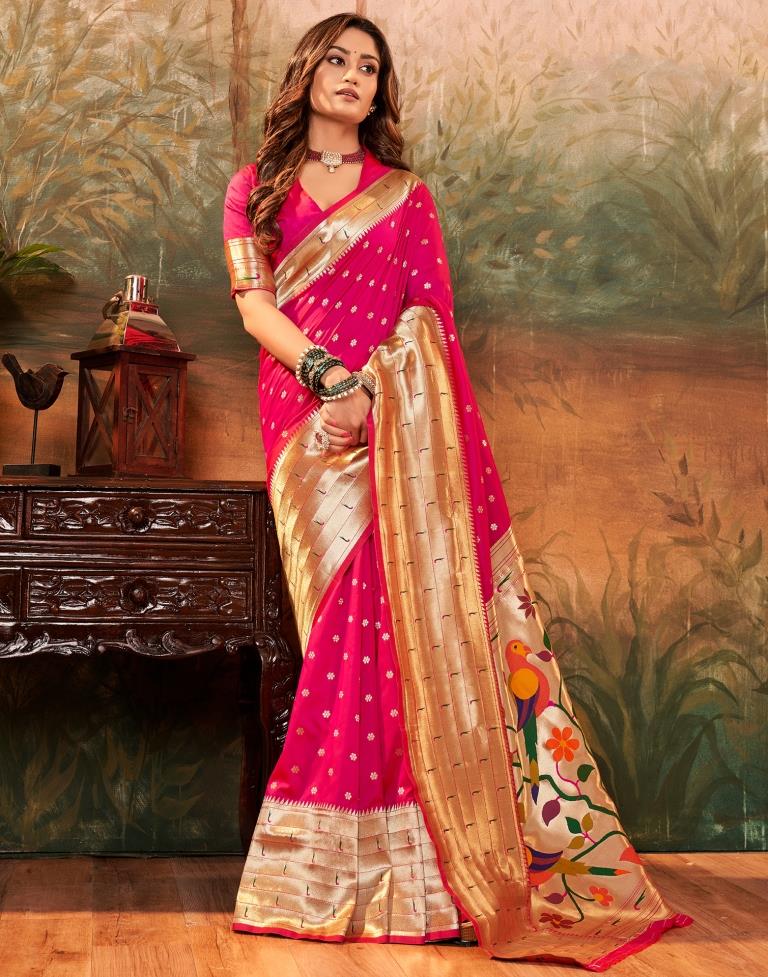 Rani Pink Paithani Silk Woven Saree