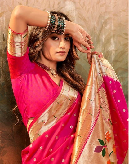 Rani Pink Paithani Silk Woven Saree