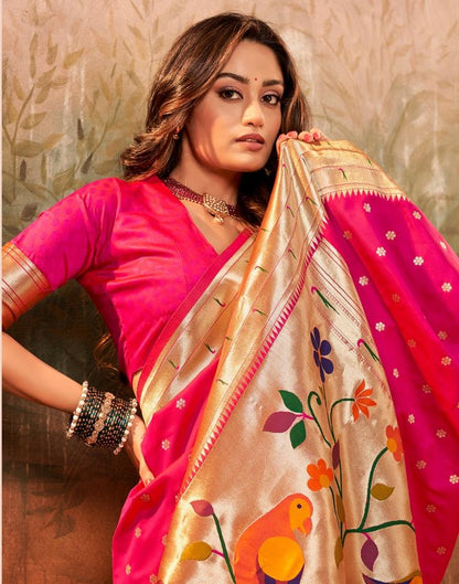 Rani Pink Paithani Silk Woven Saree