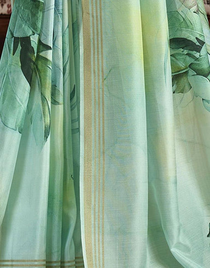 Green Silk Printed Saree