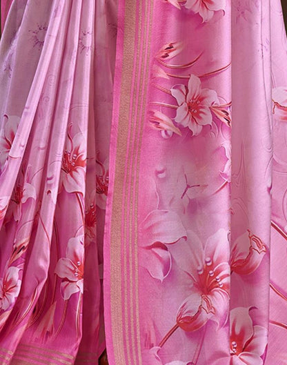 Pink Silk Printed Saree