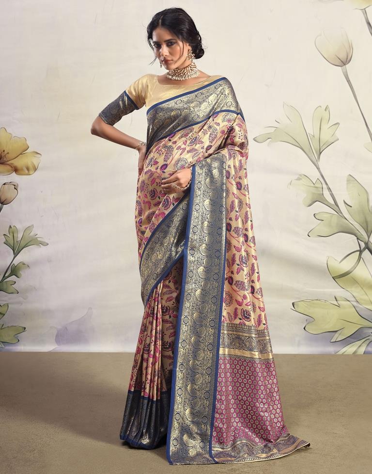 Golden &amp; Multicoloured Silk Woven Saree