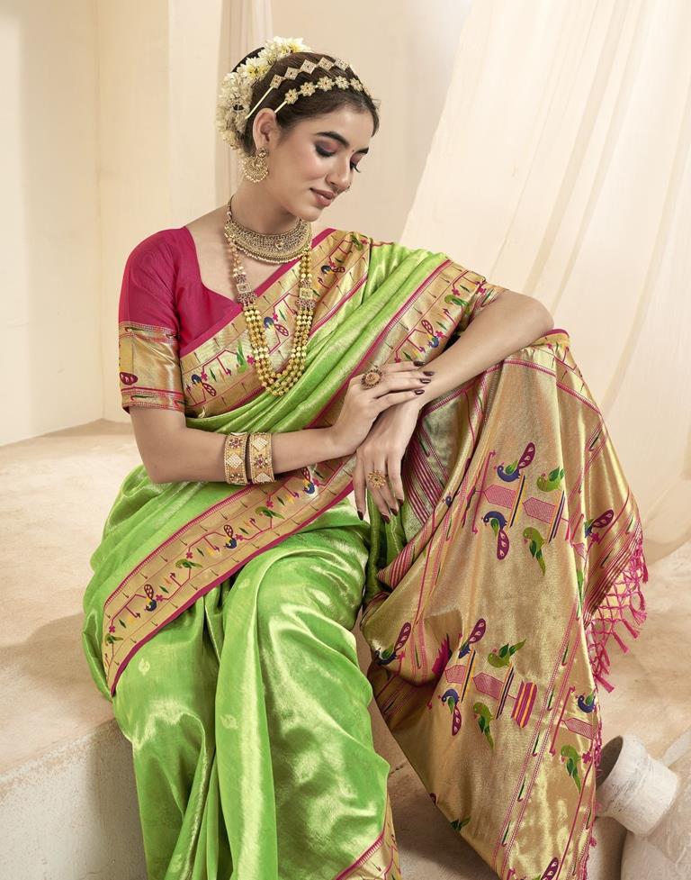 Green Silk Woven Saree