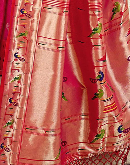 Pink Silk Woven Saree