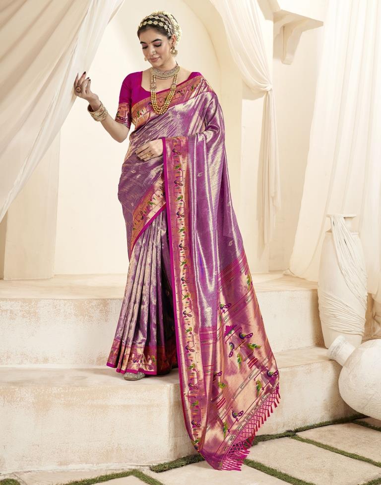 Voilet Silk Woven Saree