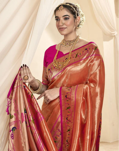 Orange Silk Woven Saree