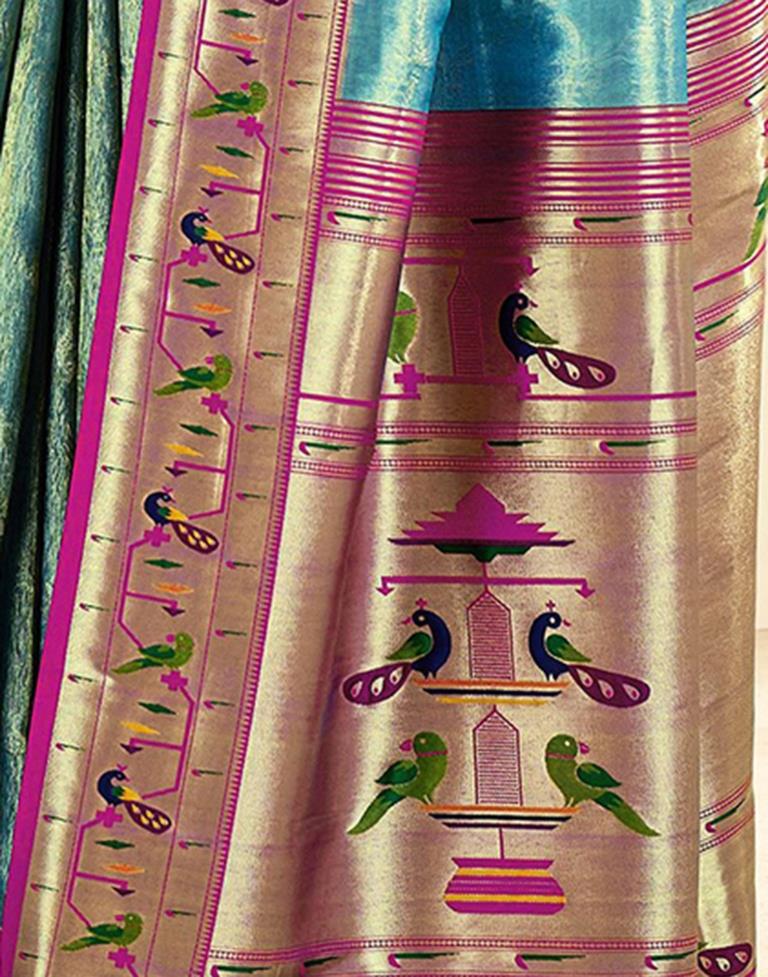 Sky Turquoise  Silk Woven Saree