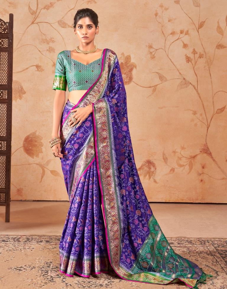 Indigo  Silk Woven Saree