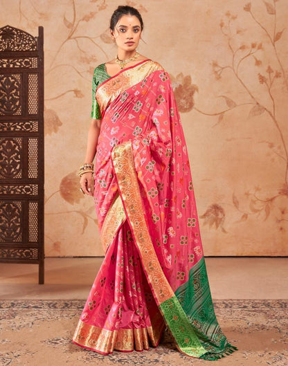 Punch Pink Silk Woven Saree