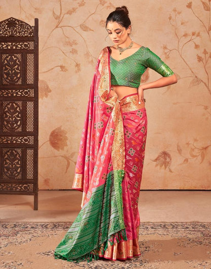 Punch Pink Silk Woven Saree